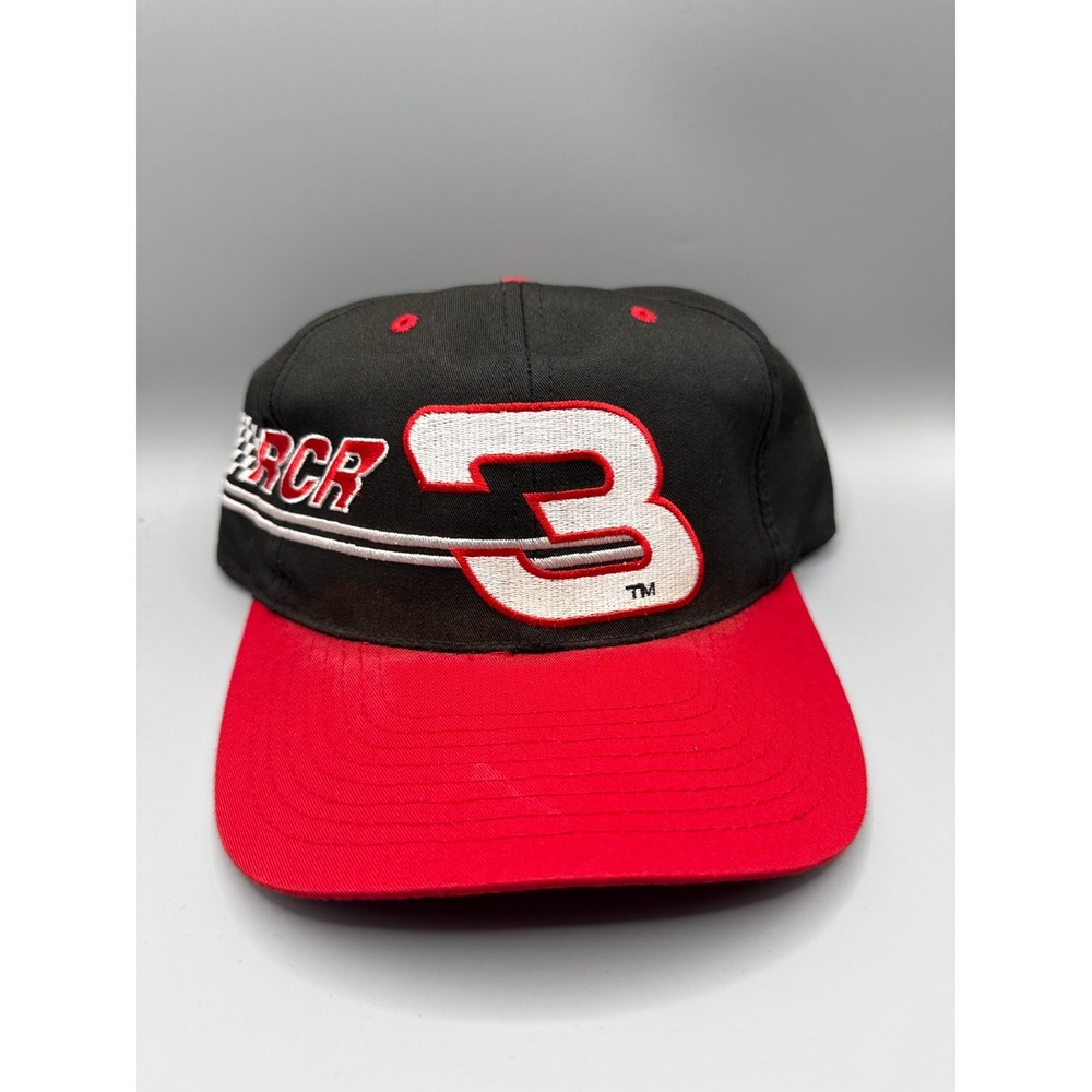 Vintage Dale Earnhardt Sr #3 Snapback Hat Black Red NASCAR RCR Checkered Flag